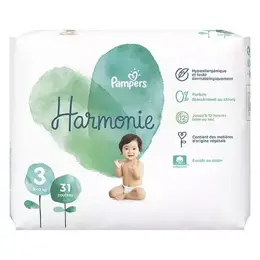 Pampers Couches Harmonie T3 (6-10 Kg) Avec Emballage Papier Recyclable