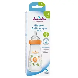 Luc et Léa Biberon Plastique Orange Lion 330ml