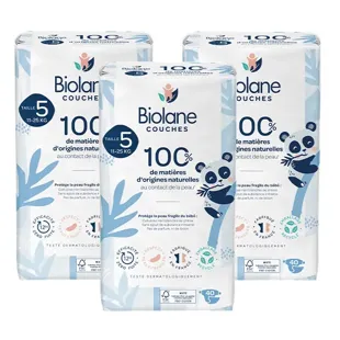 Biolane - Pannolini naturali taglia 5 - 12H - zero perdite - 40 unità, confezione da 3