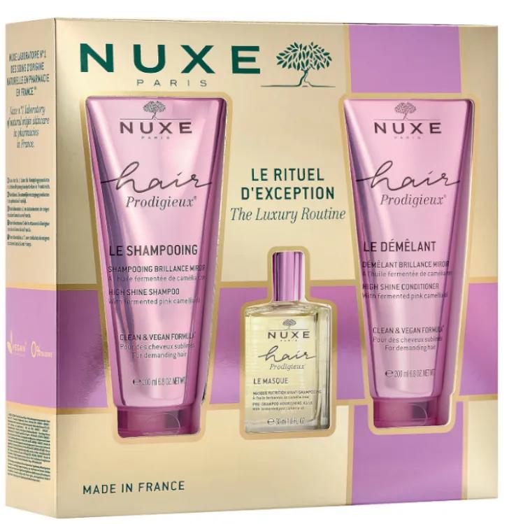 Nuxe Hair Prodigieux Shampoo 200 ml + Conditioner 200 ml + Pre-Shampoo-Maske 30 ml