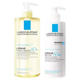 La Roche-Posay Lipikar Routine Peau Sèche Huile Lavante AP+ Anti-Irritation 750ml & Baume AP+M Triple Réparation 400ml