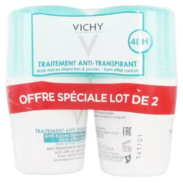 Trattamento di Vichy deodorante sfera antitraccia 48h palla sacco di 2 x 50ml