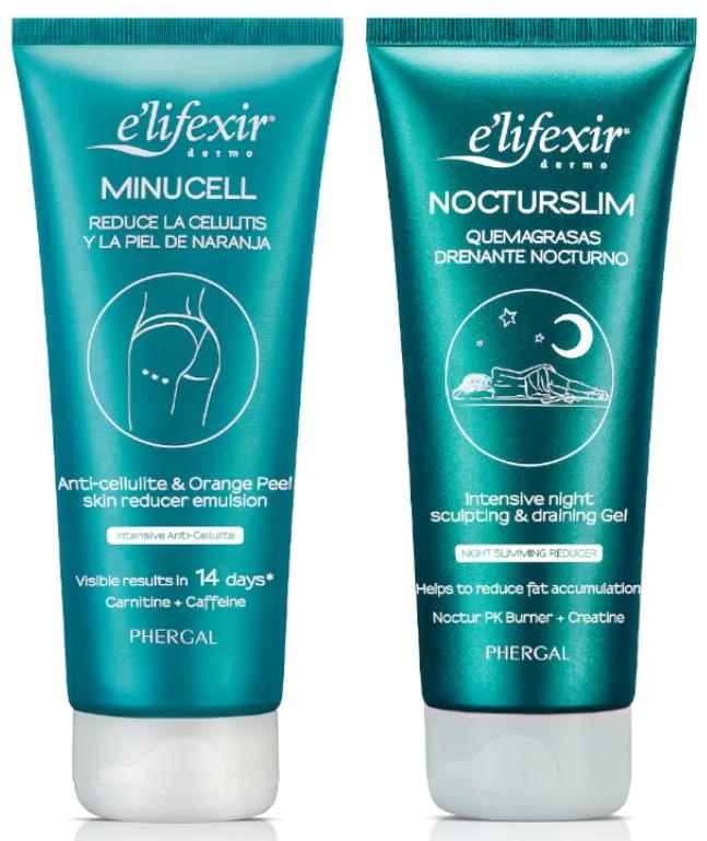 Elifexir Minucell Anti-Cellulitis Crème 200 ml + Nocturslim Intensief Verminderende Gel 200 ml