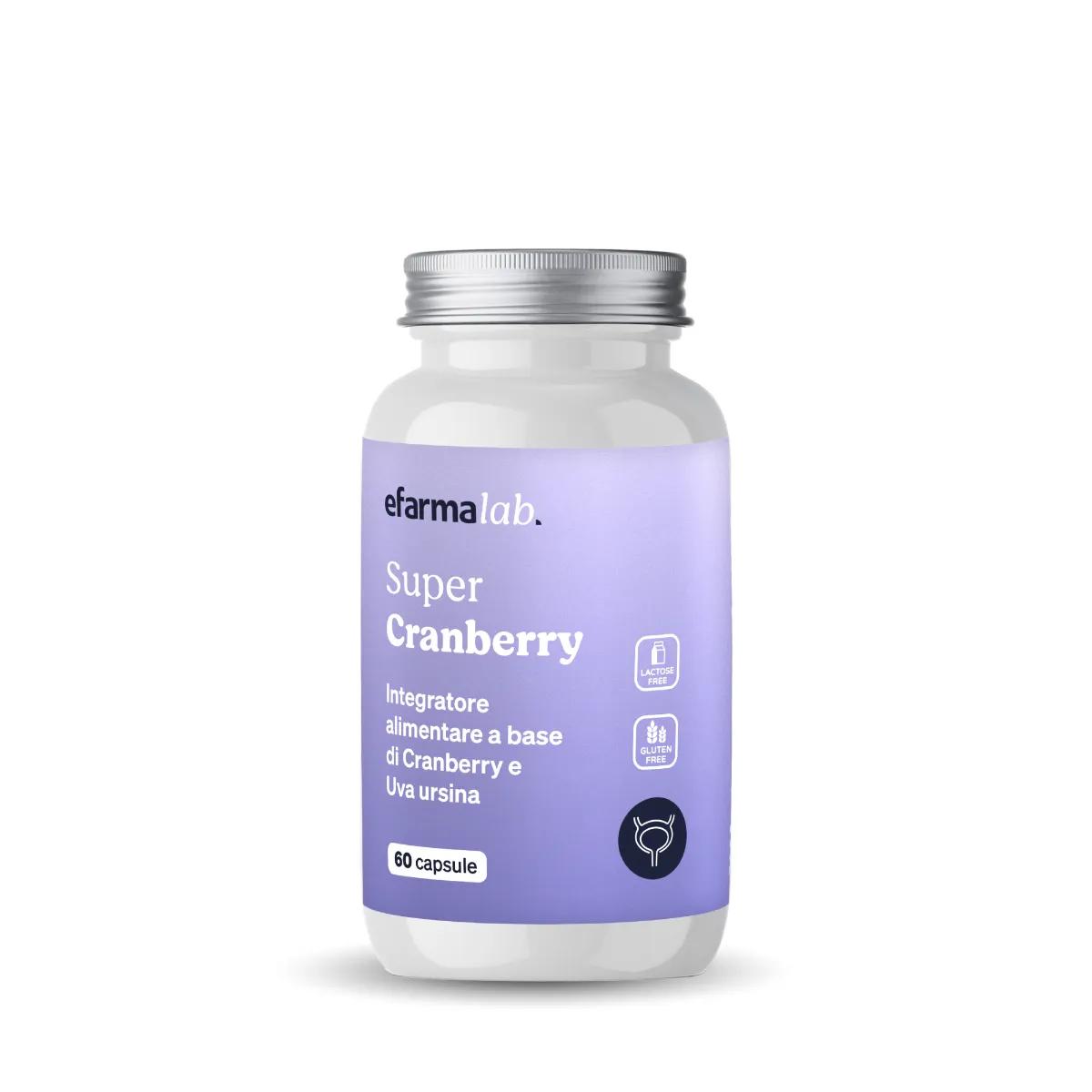 eFarmaLab Super Cranberry Integratore per il Benessere delle Vie Urinarie 60 Capsule