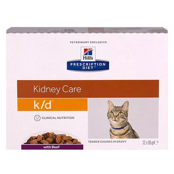 Hill's Prescription Diet Feline K/D Kidney Care Alimento Húmedo de Ternera 12 x 85g