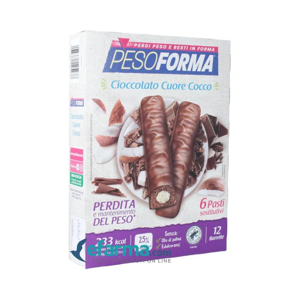 Pesoforma Pasto Sostitutivo Barrette Al Cioccolato Cuore Gusto Cocco 12 Pezzi