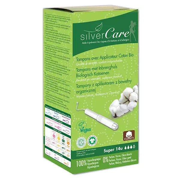 Silver Care Tampon en Coton Super Bio 14 unités