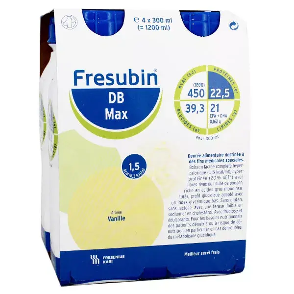 Fresenius Fresubin Max Diabète Drink Vanille Aliment Liquide 4 x 300ml