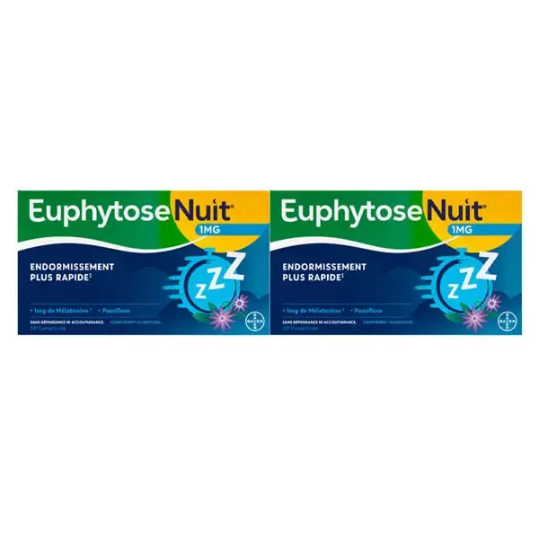EuphytoseNuit® Sommeil Mélatonine et Passiflore 30 Comprimés lot de 2 