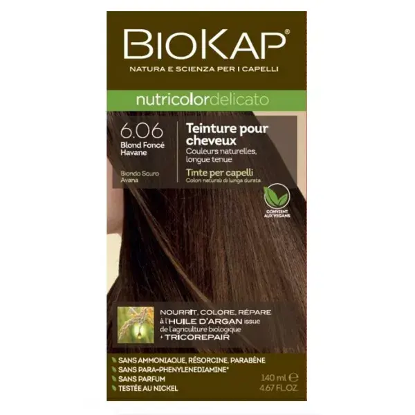 Biokap Nutricolor Delicato Hair Dye 6.06 Blond Foncé Havane 140ml