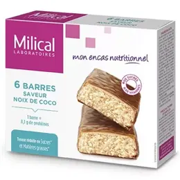 Milical Barres Minceur Hyperprotéinées Noix de Coco 6 unités