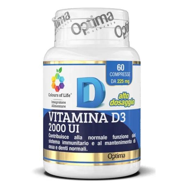 Optima Vitamina D3 2000 UI Integratore per Sistema Immunitario e Ossa 60 Compresse