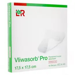 L& R Vliwasorb Pro Pansement Absorbant Stérile 17,5cmx17,5cm 10 Unités