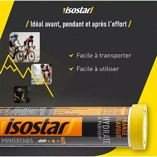 isostar PowerTabs Hidratación Rápida Naranja 10 comprimidos