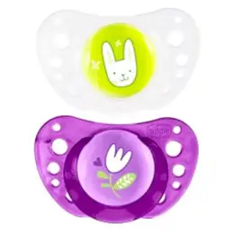 Chicco Physio Forma Air Sucette Silicone +16m Fleur Lapin Lot de 2 + Boite de Stérilisation