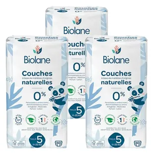 Biolane - Pannolini naturali taglia 5 - 12H - zero perdite - 40 unità, confezione da 3