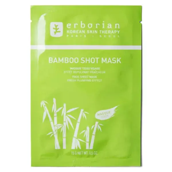 Erborian Bamboo Shot Mask Masque Tissu Visage Effet Repulpant Fraîcheur 15g