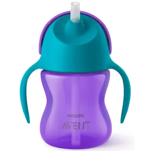 Copo Philips Avent com palha e alças +6m 210 ml roxo