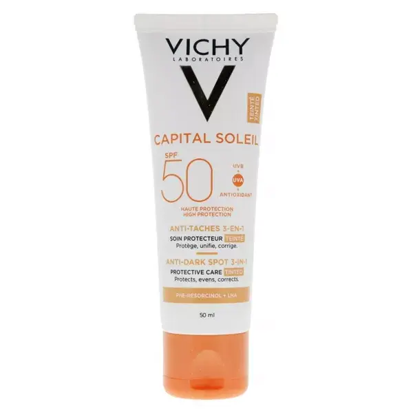 Vichy Capital Soleil Crème Solaire Visage Teintée Anti-Taches 3 en 1 SPF50 50ml
