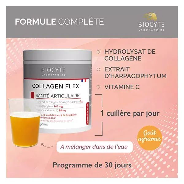 Biocyte Collagen Flex Extrait d'Harpagophytum Mobilité & Santé Articulaire 240g