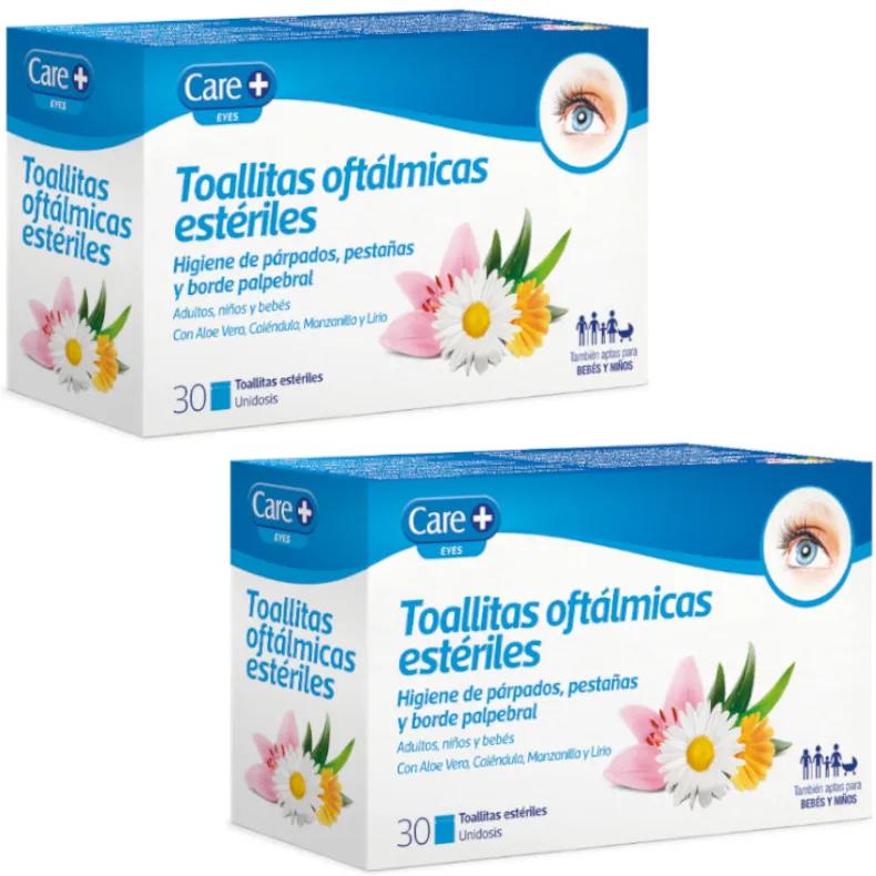 Lingettes ophtalmiques d&#39;hygiène quotidienne Care+ 2x30 pcs