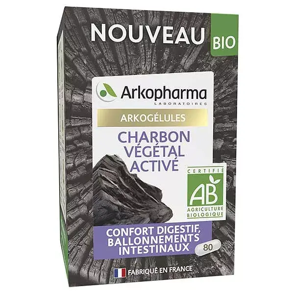 Arkopharma Arkogélules Charbon Végétal Activé Bio 80 gélules