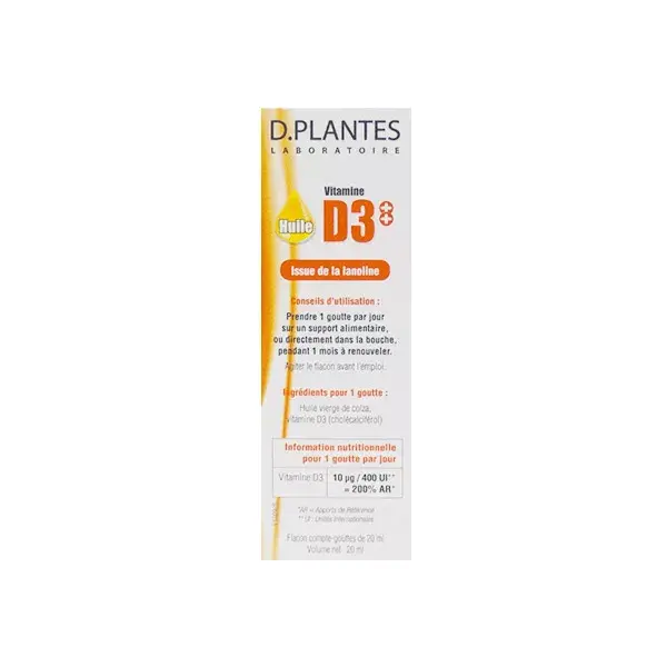 D-Plantes Vitamina D3 Aceite 400UI 200ml