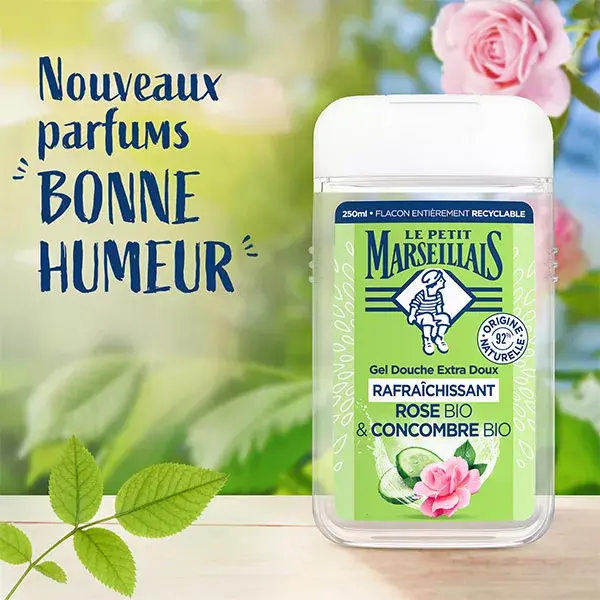 Le Petit Marseillais Gel Douche Extra Doux Rafraîchissant Rose Concombre 250 ml