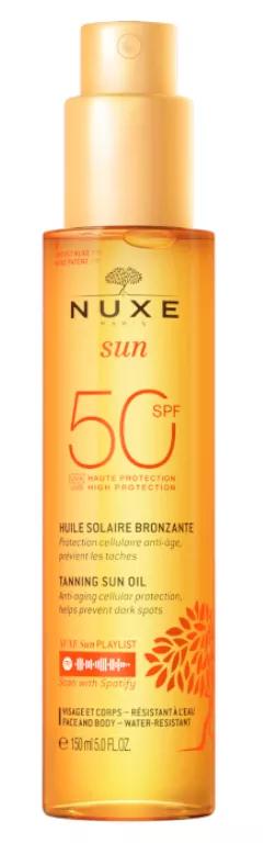 Nuxe Sun Aceite Bronceador para Rostro y Cuerpo SPF50 150 ml