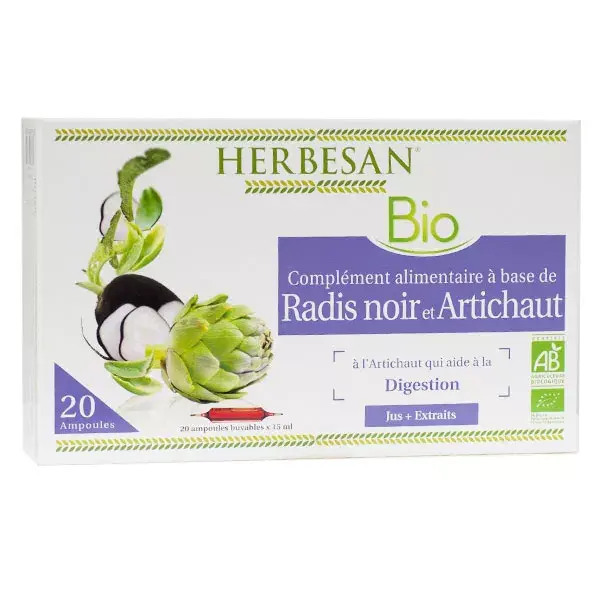 Herbesan Radis Noir Artichaut Bio 20 ampoules 15ml