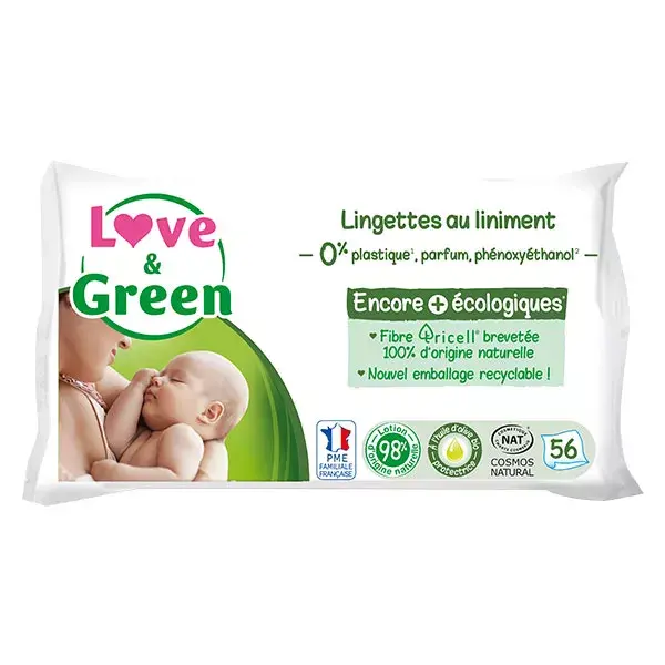 Love & Green Lingettes Hypoallergéniques au Liniment 56 unités