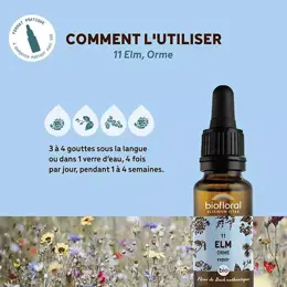 Biofloral Fleur De Bach 11 Elm Orme Compte Gouttes Bio Demeter 20 ml