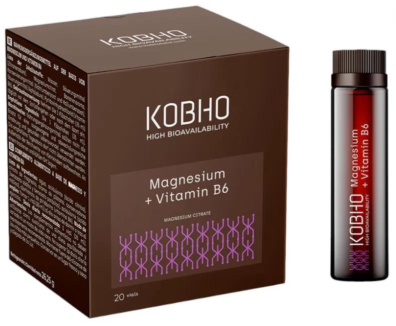Ampoules de magnésium et de vitamine B6 Kobho Labs, 20 x 25 ml