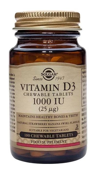 Solgar vitamina D3 1000 UI (Colecalciferol) 100 comprimidos masticables