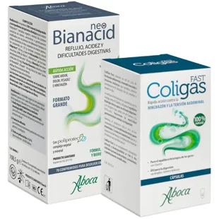 Aboca Neobianacid Heartburn and Reflux Mint 70 Tablets + Coligas Fast Gases 50 Capsules