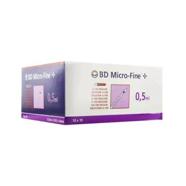 BD Micro-Fine Seringue Insuline 0,5ml 8x0,30mm 100 Unités