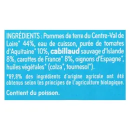 Babybio Repas Midi Pot Pomme de Terre Tomate Cabillaud +6m Bio 2 x 200g