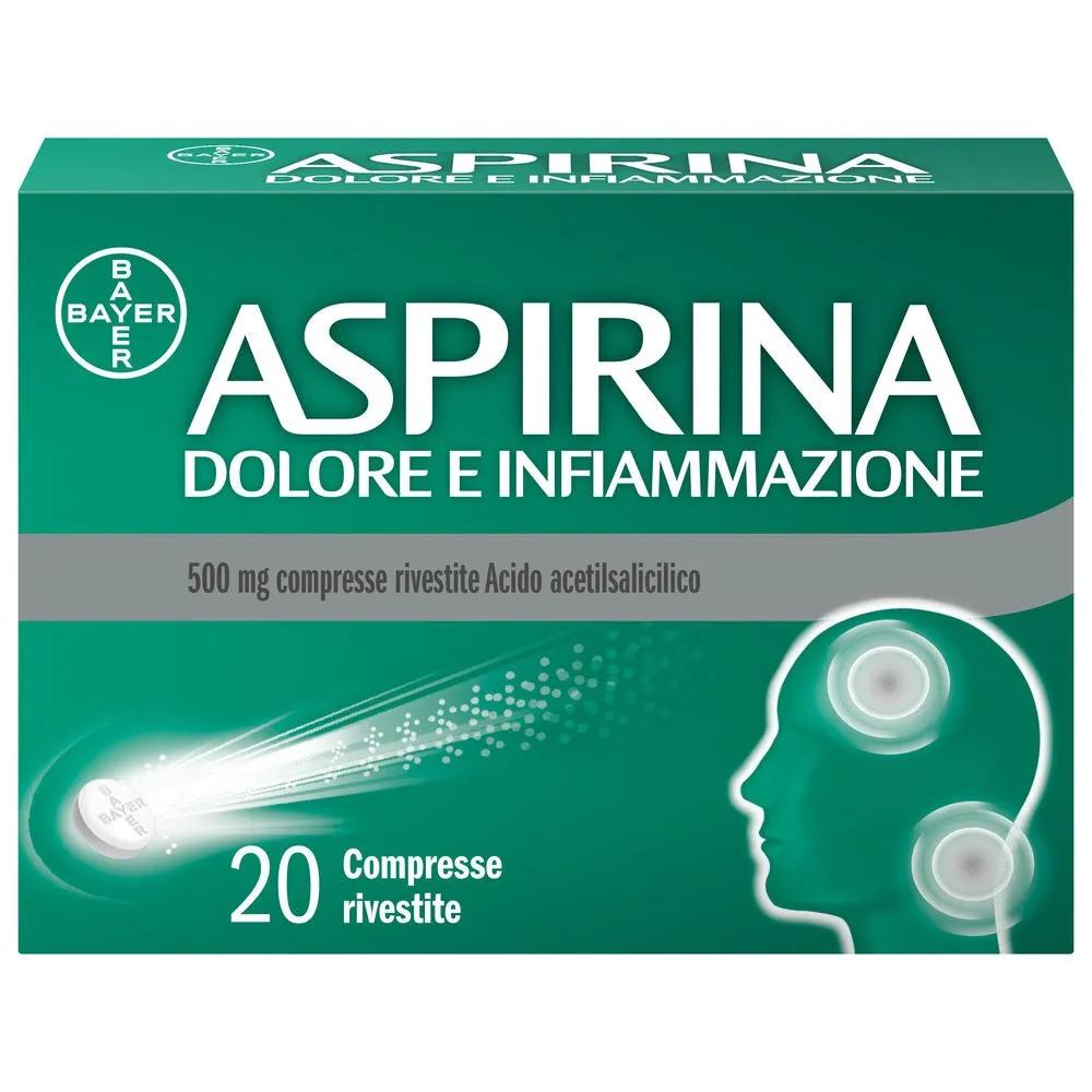 Aspirina Dolore e Infiammazione Antidolorifico Antinfiammatorio per Mal di Testa e Dolori 20 Compresse 