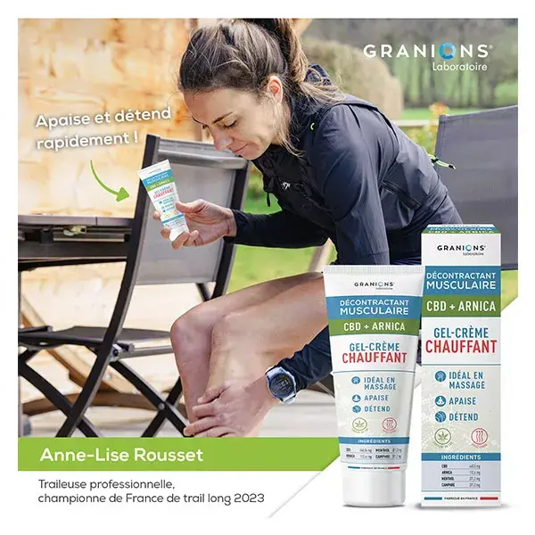 Granions Décontractant Musculaire Gel-Crème Chaufffant -  CBD + Arnica - 75 ml