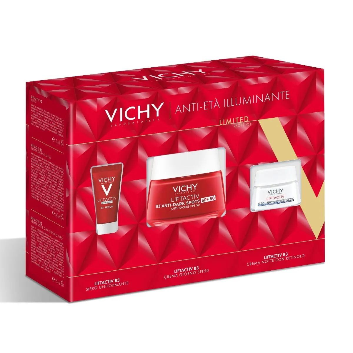 Vichy Antietà Illuminante Cofanetto Liftactiv B3 Anti-macchie Siero 5 ml + Liftactiv B3 Anti Dark-Spot SPF 50 Crema Giorno 50 ml + Liftactiv Crema Notte 15 ml