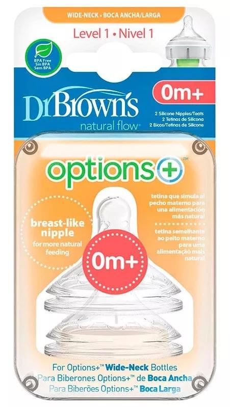 Dr Browns Tetina Boca Larga Options+ Nível 1 0m+