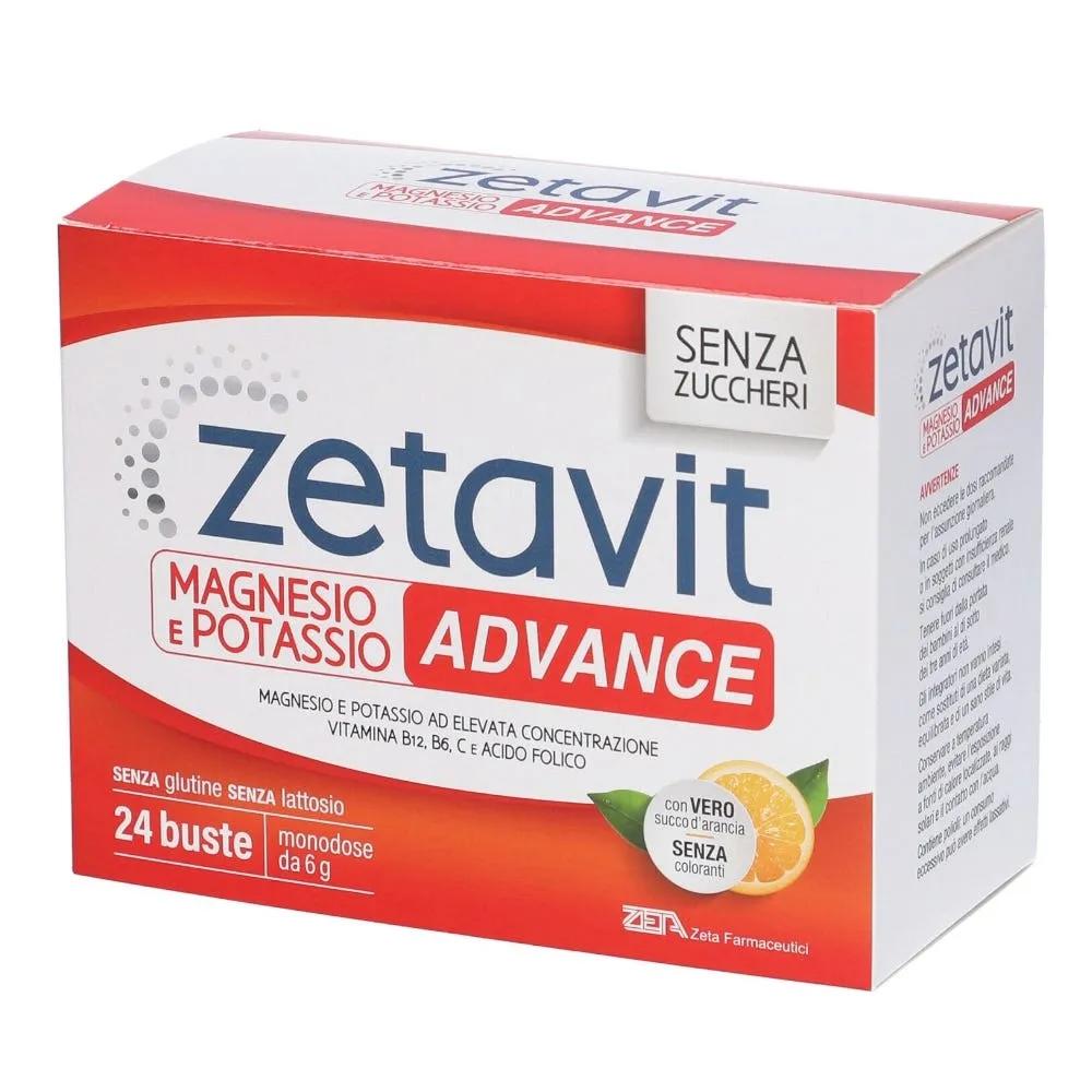 Zetavit Advance Integratore Magnesio, Potassio e Vitamina C Senza Zucchero 24 Bustine