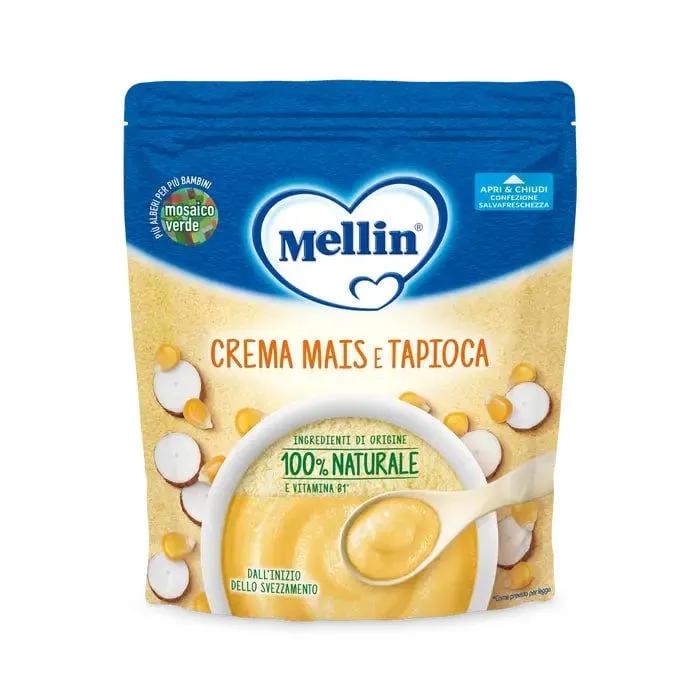 Mellin Crema di Mais e Tapioca, dal 4° mese, Ingredienti 100% Naturali e Vitamina B1, 200g