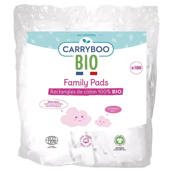 Carryboo Soins Family Pads Ricarica Cotone Ultra Delicato Bio 180 unità