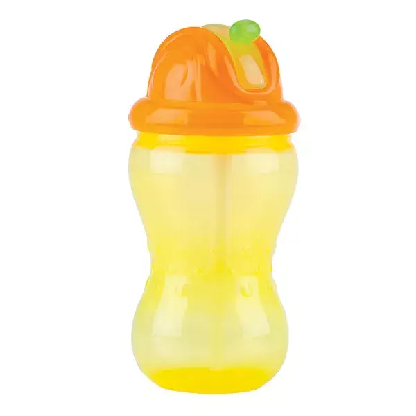 Paja de Nûby Copa Flip-It naranja y amarillo + 12 mes 360 ml antigoteo