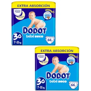Dodot Extra Dry Baby Diapers T3+ (7-11 Kg) 2x66 units
