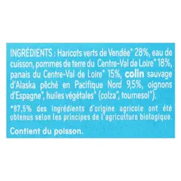 Babybio Repas Midi Pot Haricots Verts Pomme de Terre Colin +6m Bio 2 x 200g