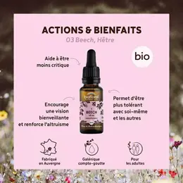 Biofloral Fleur De Bach 03 Beech Hetre Compte Gouttes Bio Demeter 20 ml