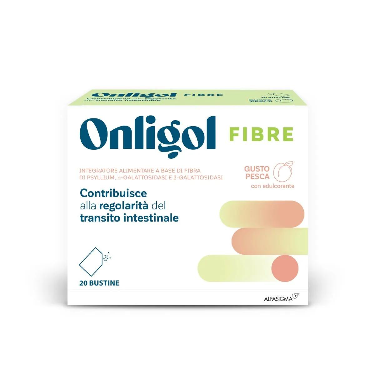 Onligol Fibre Integratore Regolarità Intestinale Gusto Pesca 20 Bustine