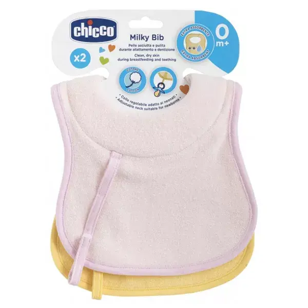 Chicco Mealtime Nursing and Sucking Bib +0m Pink and Yellow 2 units